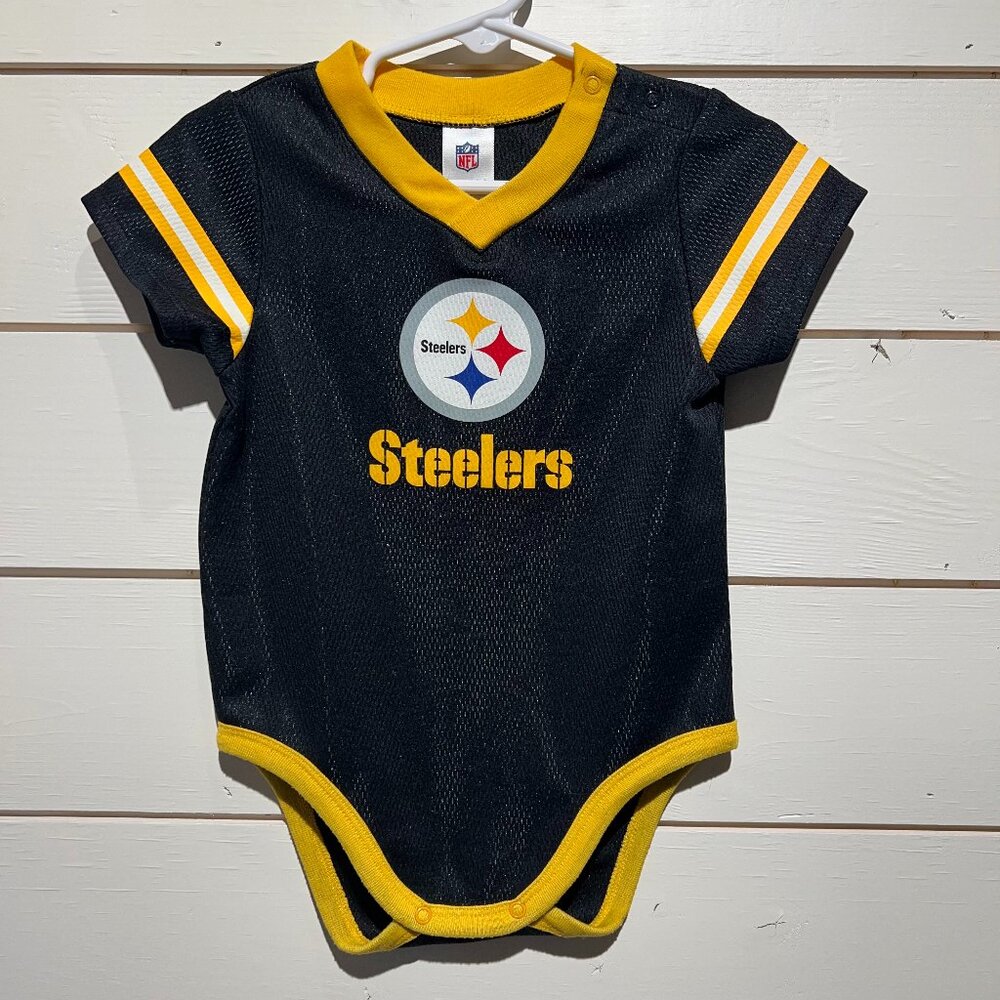 Pittsburgh Steelers NFL Team Apparel Baby Bodysuit 18 Month Snap Neck Black Gold